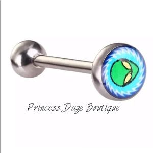 Blue Alien Tongue Ring Barbell